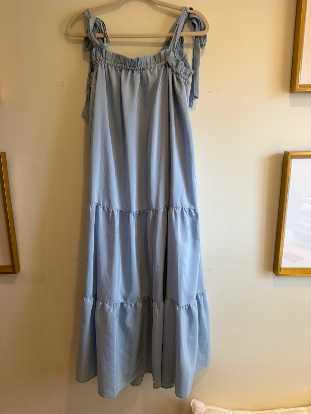 Aura Pale Blue Tie-Shoulder Maxi Dress